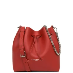 Sac Bourse à Lacets Coulissants Rouge Taille S PUR & ELEMENT CITY en cuir
