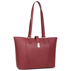 Sac cabas porté épaule A4 AUDE Carmin Sara en cuir