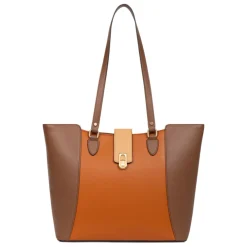 Sac cabas porté épaule A4 MERLINE Chocolat/Multicolore Lucie