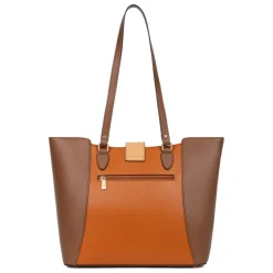 Sac cabas porté épaule A4 MERLINE Chocolat/Multicolore Lucie