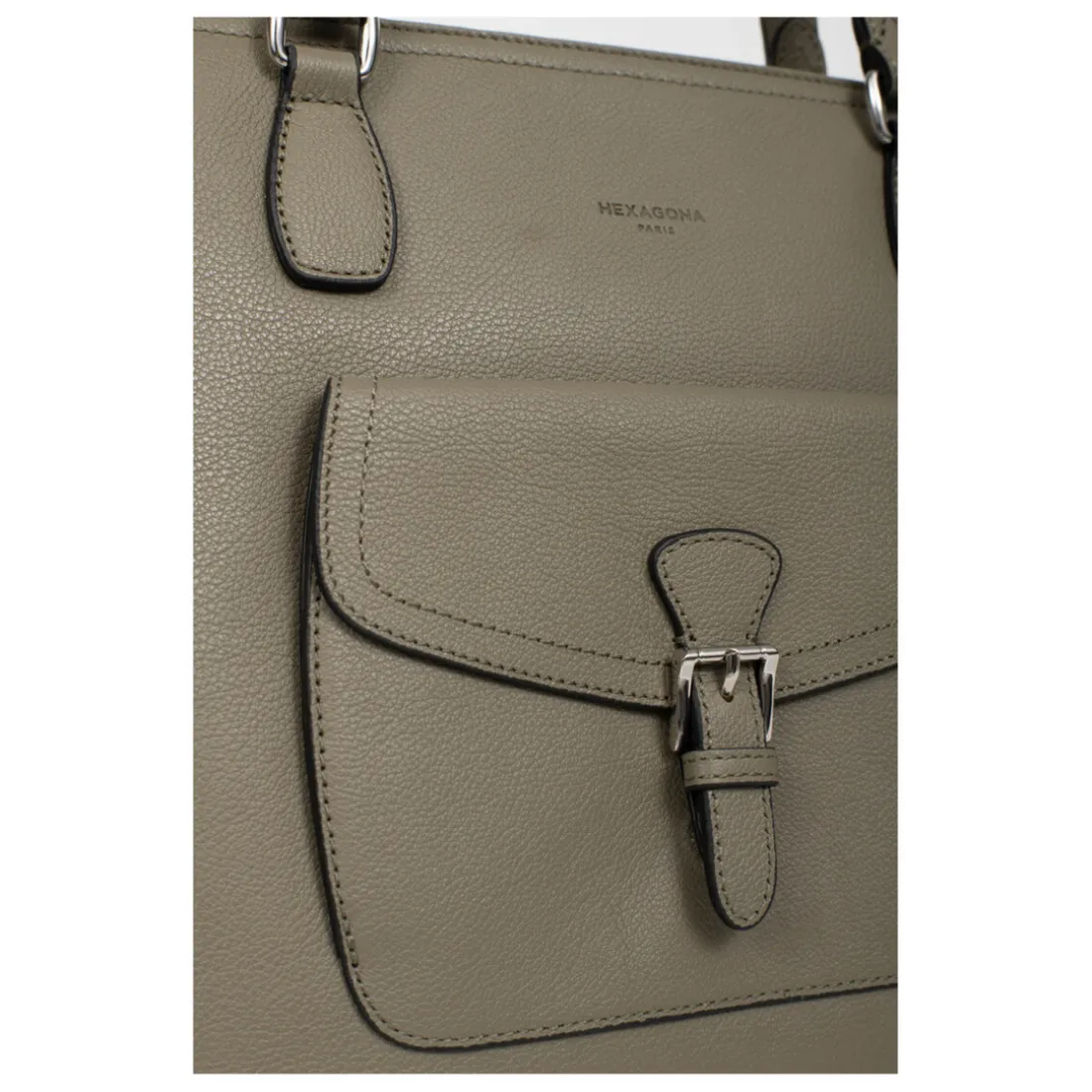 Sac cabas porté épaule A4 MIRABELLE Olive en cuir Anya