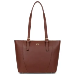 Sac cabas porté épaule AUDE Marron Anya en cuir