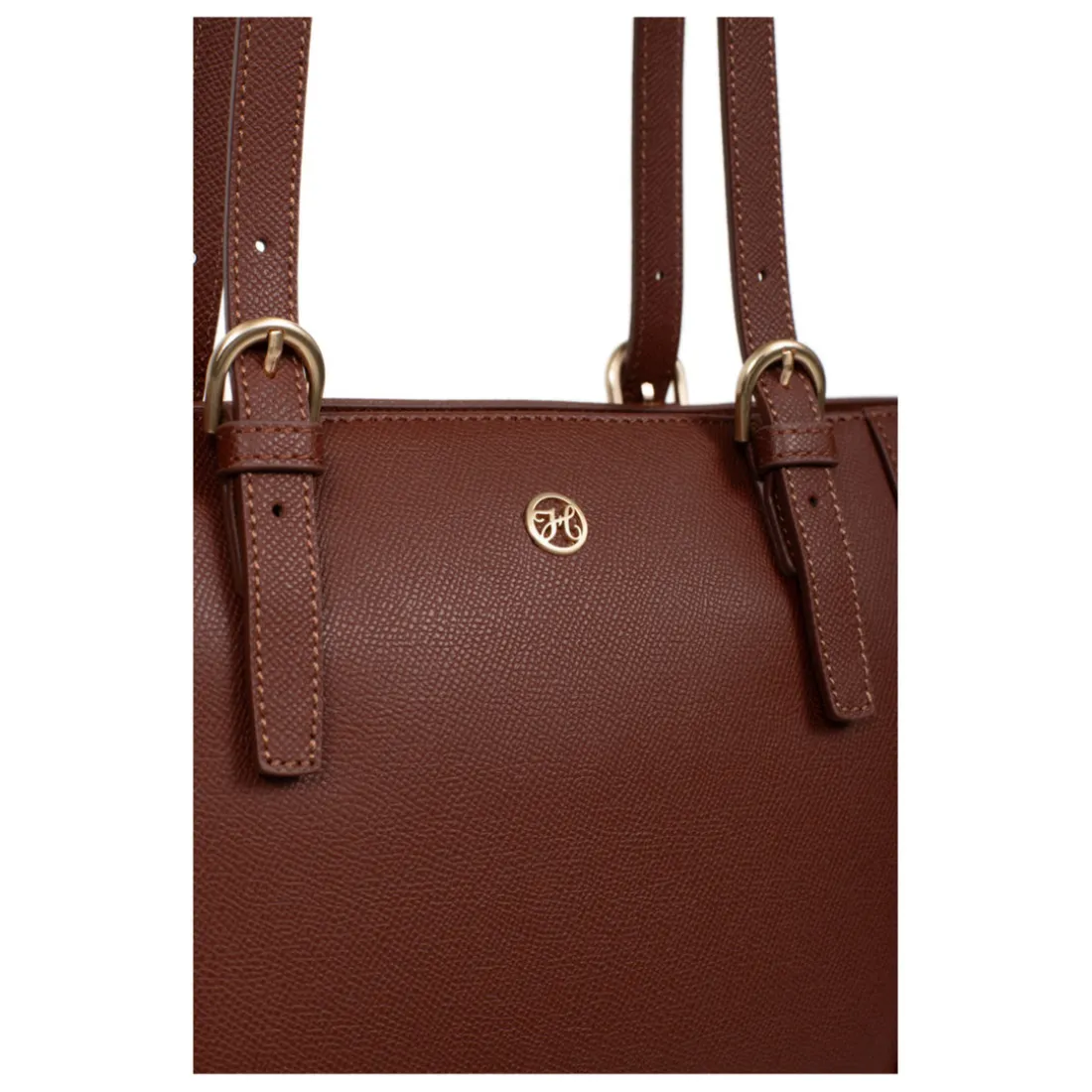 Sac cabas porté épaule AUDE Marron Anya en cuir