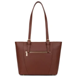 Sac cabas porté épaule AUDE Marron Anya en cuir