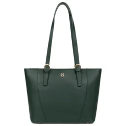 Sac cabas porté épaule AUDE Vert foncé Ivy en cuir