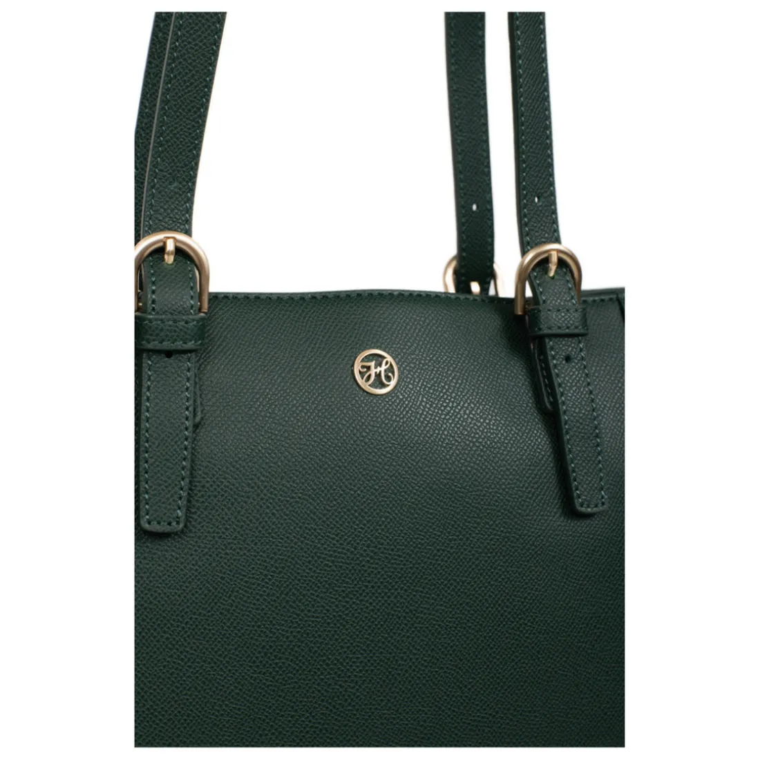 Sac cabas porté épaule AUDE Vert foncé Ivy en cuir
