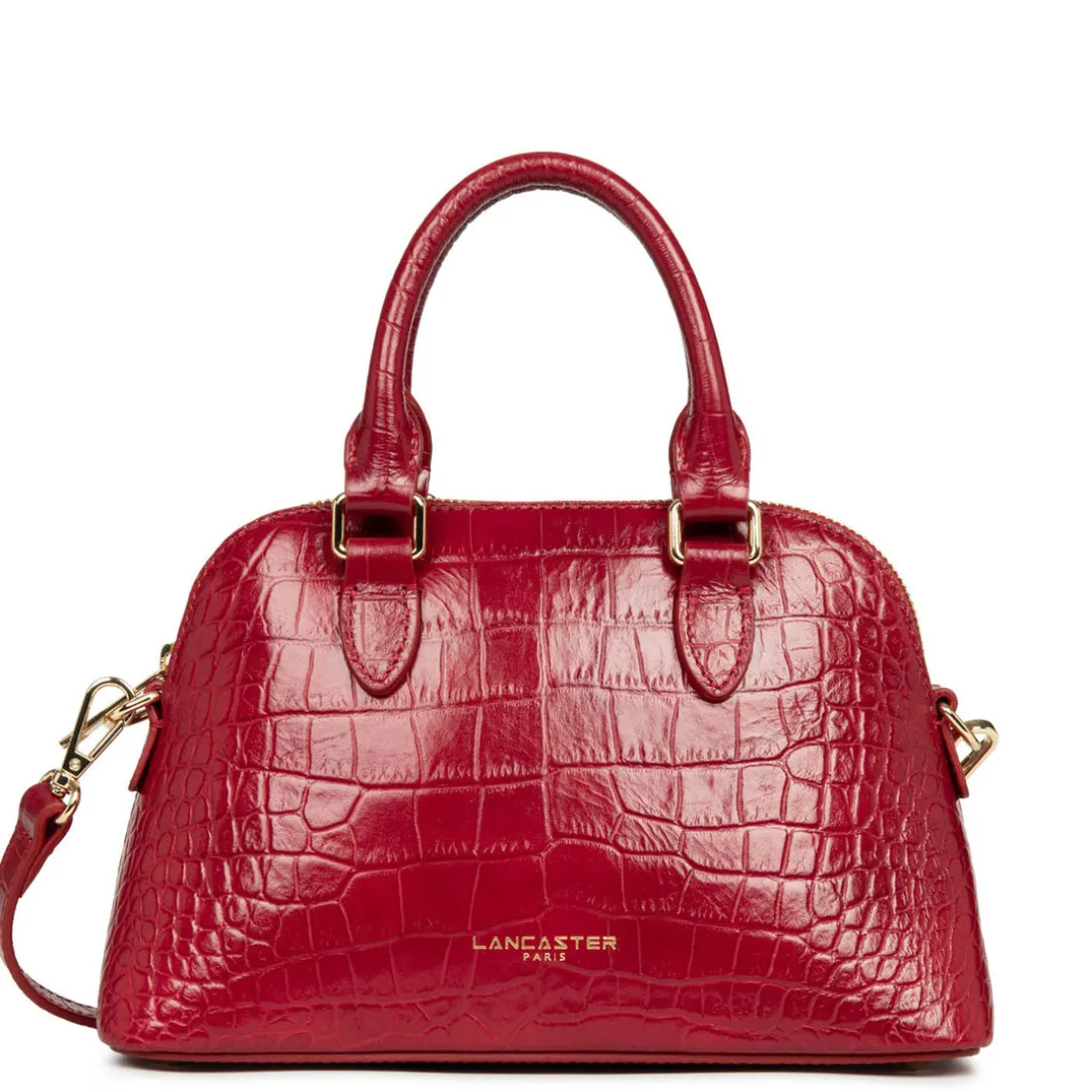 Sac demi lune Zippée M Exo grenat en cuir