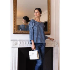 Sac en jean blanc Justine bleu