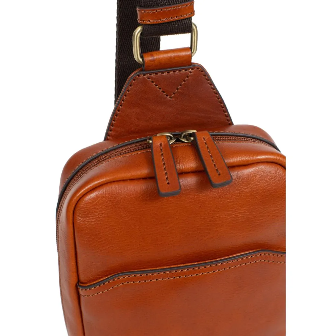 Sac monobretelle STUART Cognac en cuir Ula