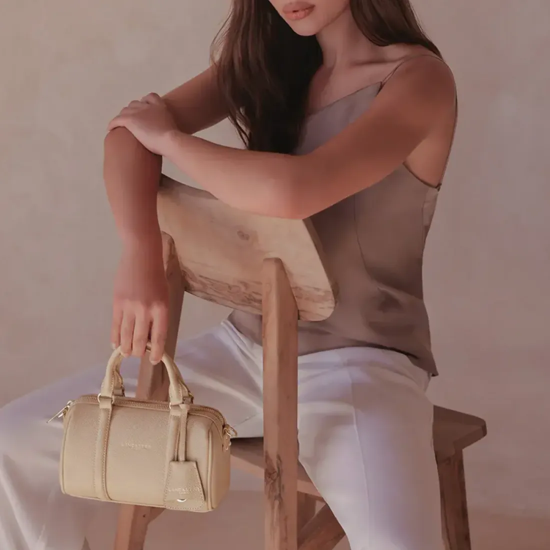 Sac polochon Zippé M Milano Ana beige foncé