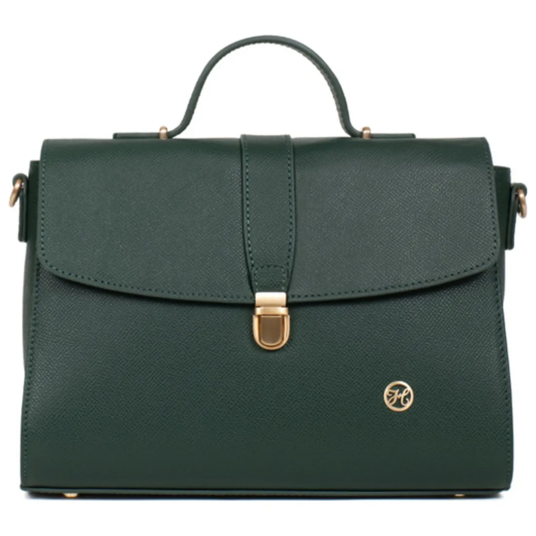 Sac porté main 1 poignée AUDE Vert foncé Mina en cuir