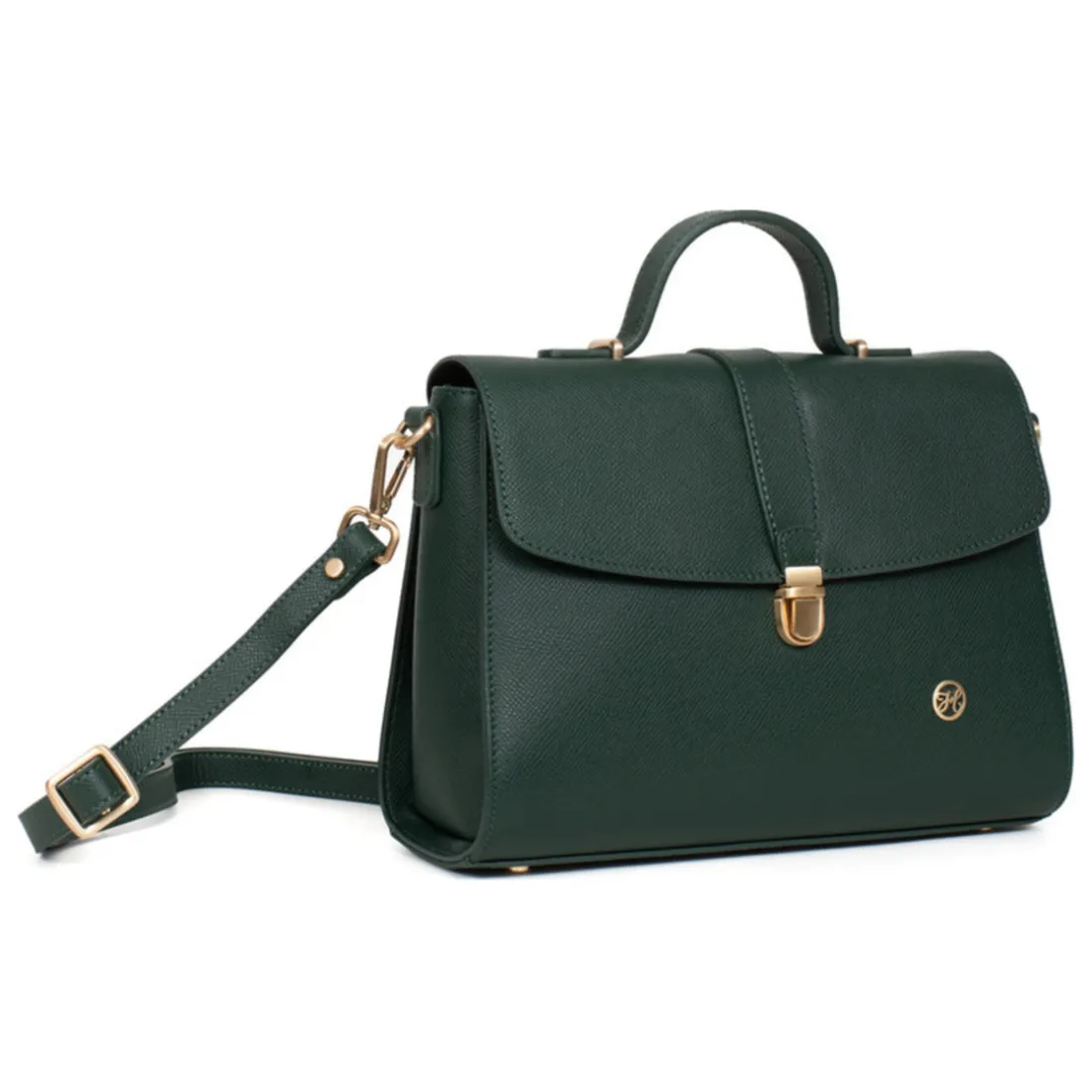 Sac porté main 1 poignée AUDE Vert foncé Mina en cuir