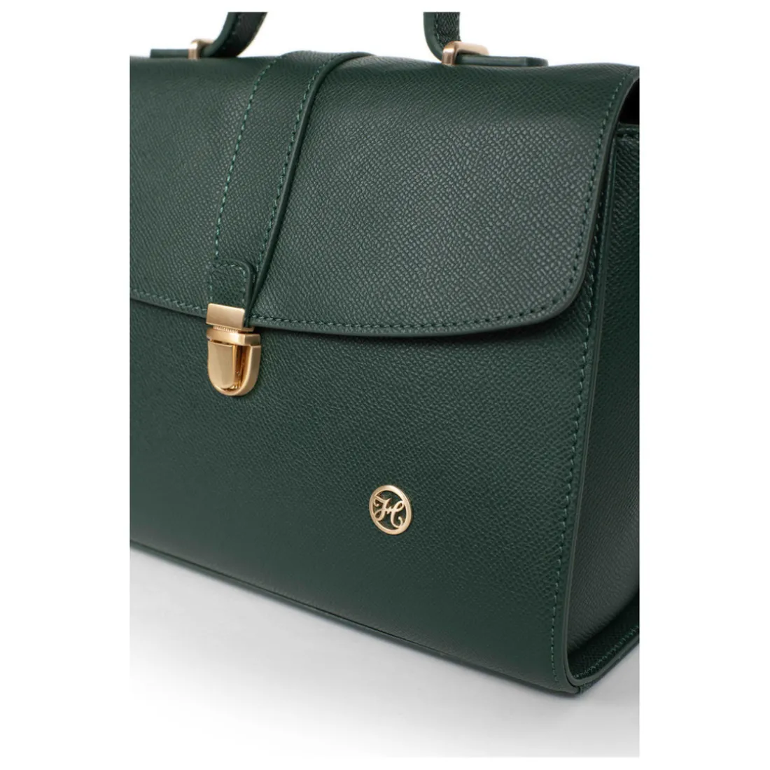 Sac porté main 1 poignée AUDE Vert foncé Mina en cuir
