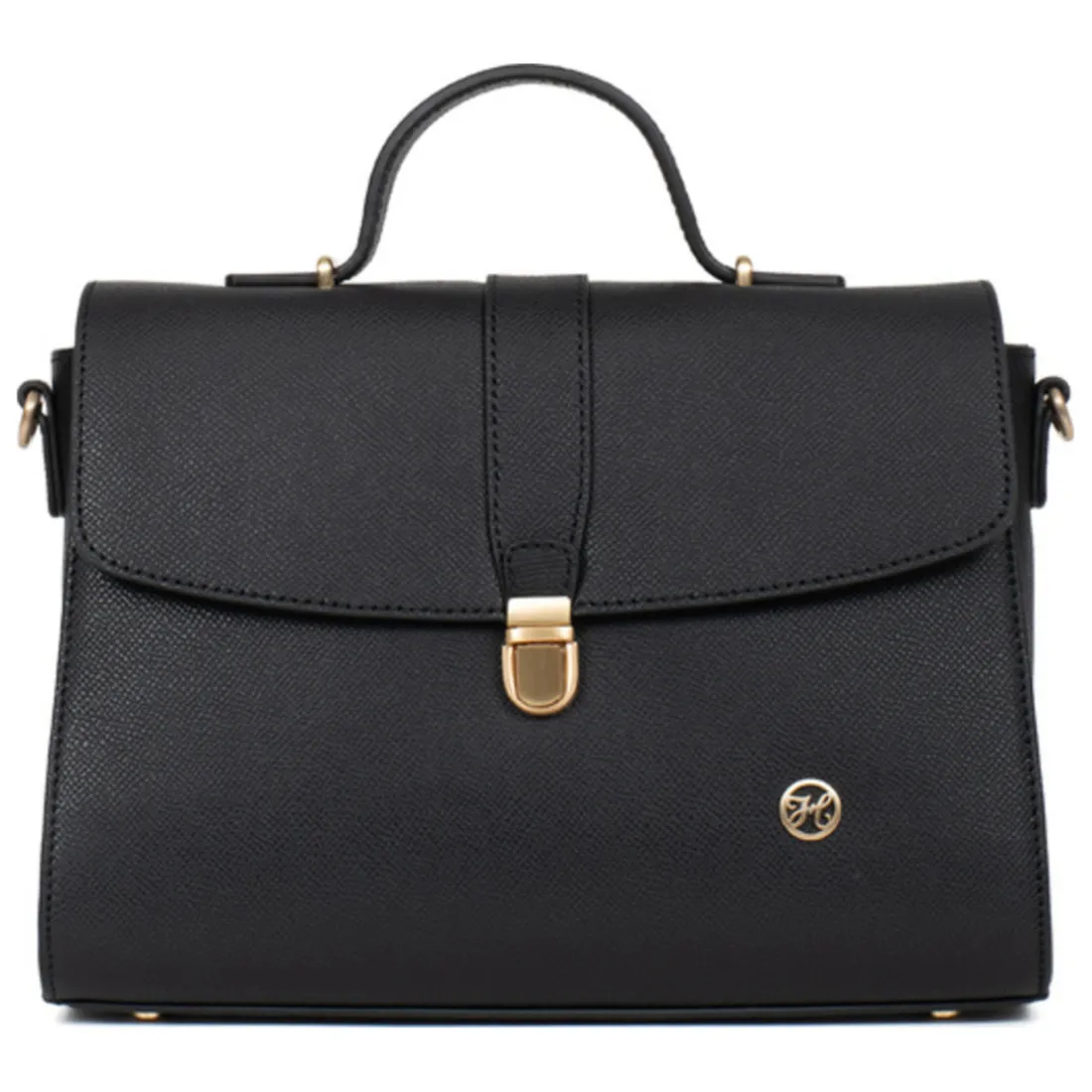 Sac porté main 1 poignée AUDE Noir Rhea en cuir