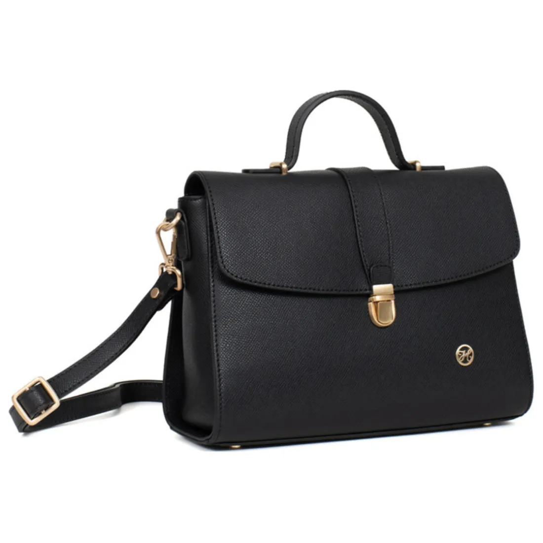 Sac porté main 1 poignée AUDE Noir Rhea en cuir