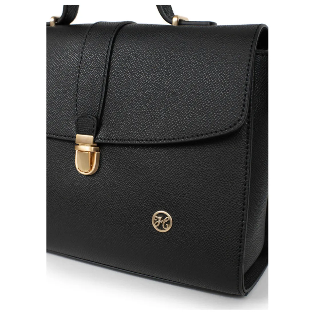 Sac porté main 1 poignée AUDE Noir Rhea en cuir
