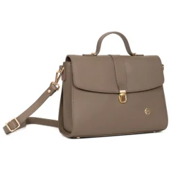 Sac porté main 1 poignée AUDE Taupe Trix en cuir