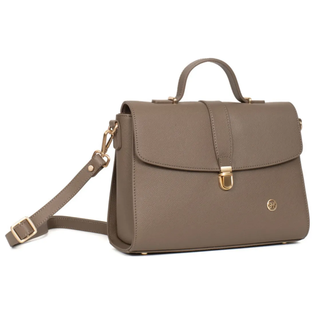 Sac porté main 1 poignée AUDE Taupe Trix en cuir