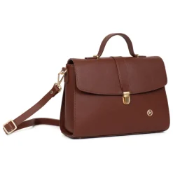 Sac porté main 1 poignée AUDE Marron Ella en cuir