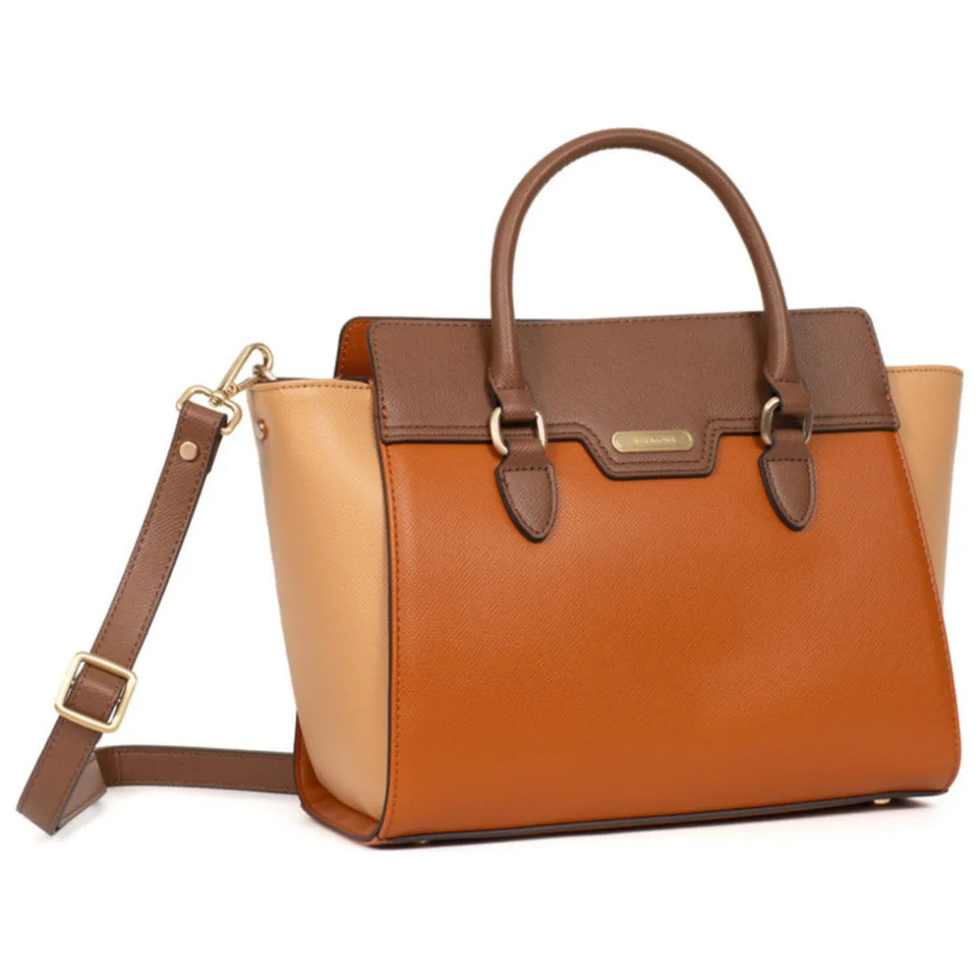 Sac porté main 2 poignées MERLINE Chocolat/Multicolore Maia taupe