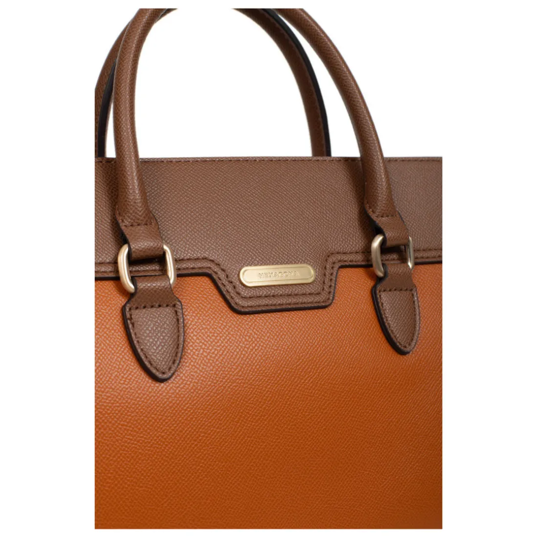 Sac porté main 2 poignées MERLINE Chocolat/Multicolore Maia taupe