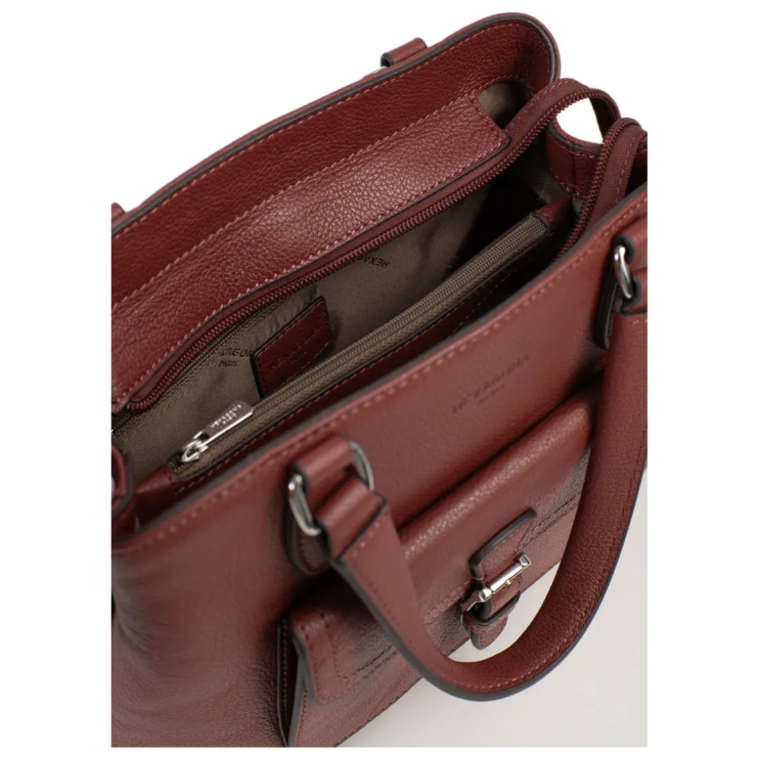 Sac porté main 2 poignées MIRABELLE Bordeaux en cuir Elle