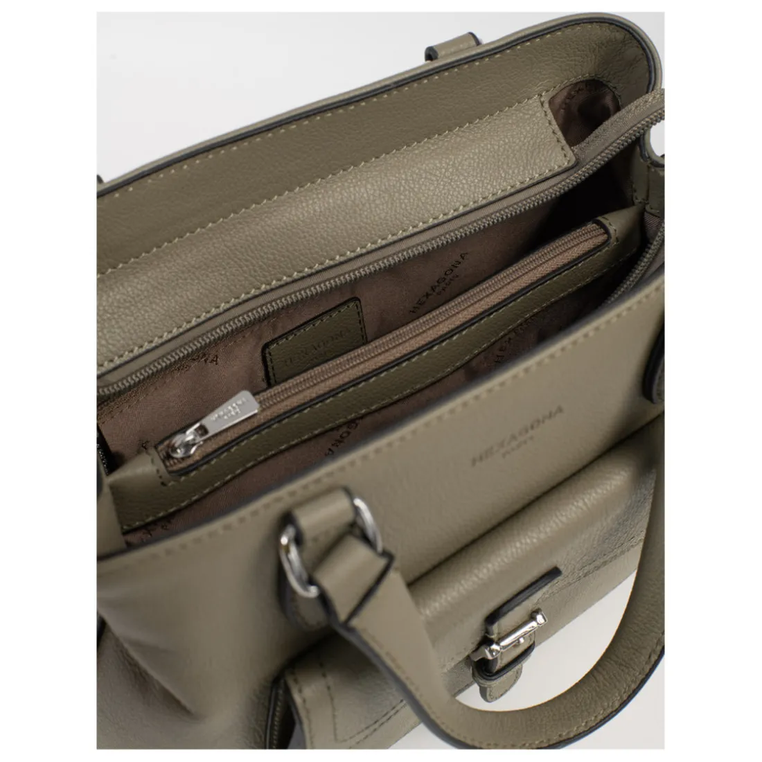Sac porté main 2 poignées MIRABELLE Olive en cuir Nia