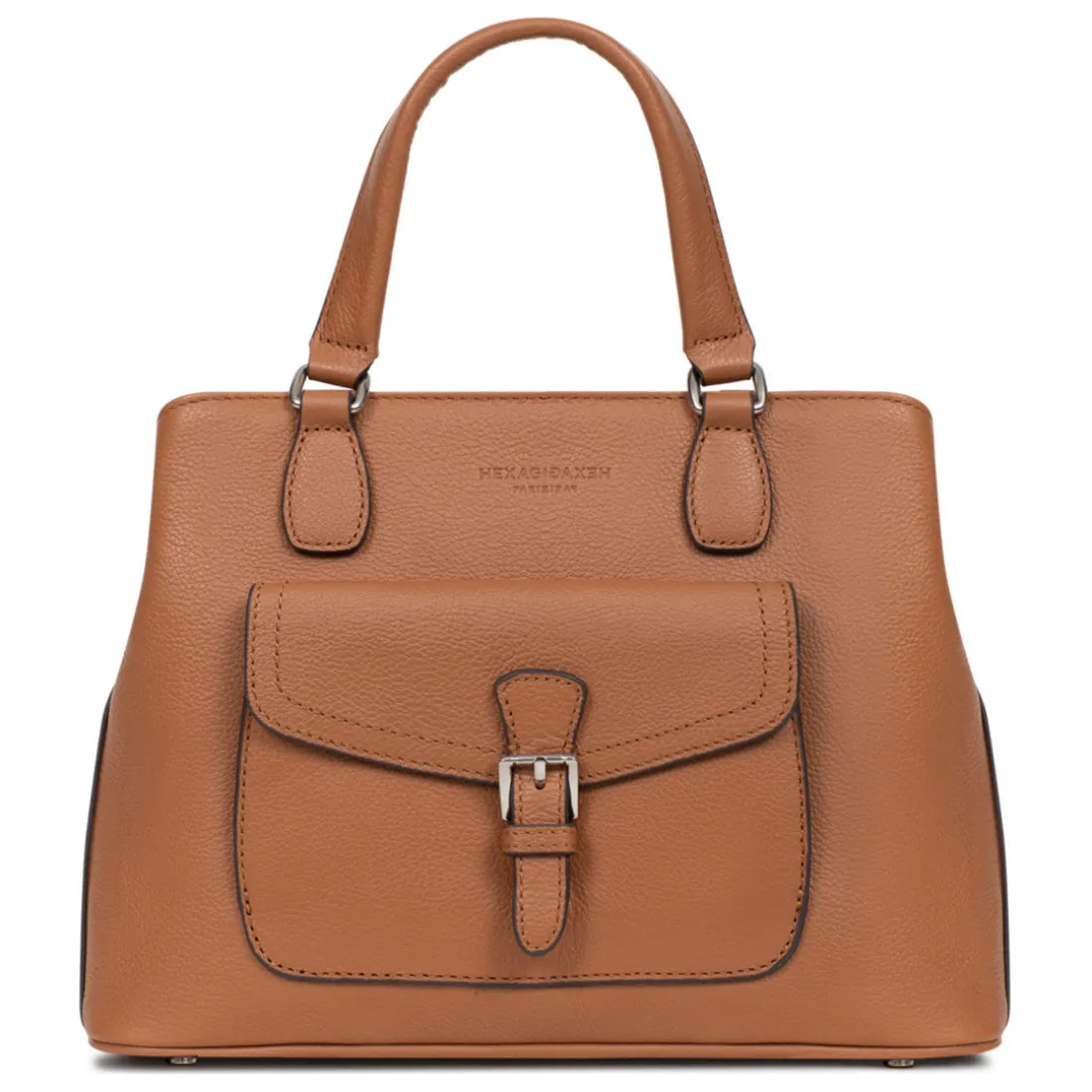Sac porté main 2 poignées MIRABELLE Tan en cuir June beige moyen