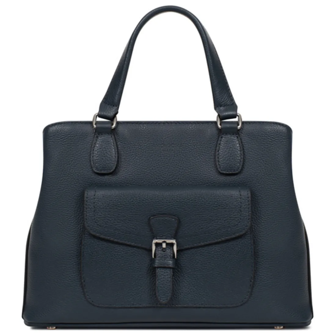 Sac porté main 2 poignées MIRABELLE Bleu pétrole en cuir Lana