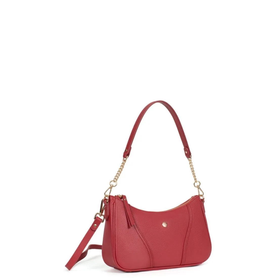 Sac porté épaule 1 anse ANDREA Rouge foncé en cuir Mae