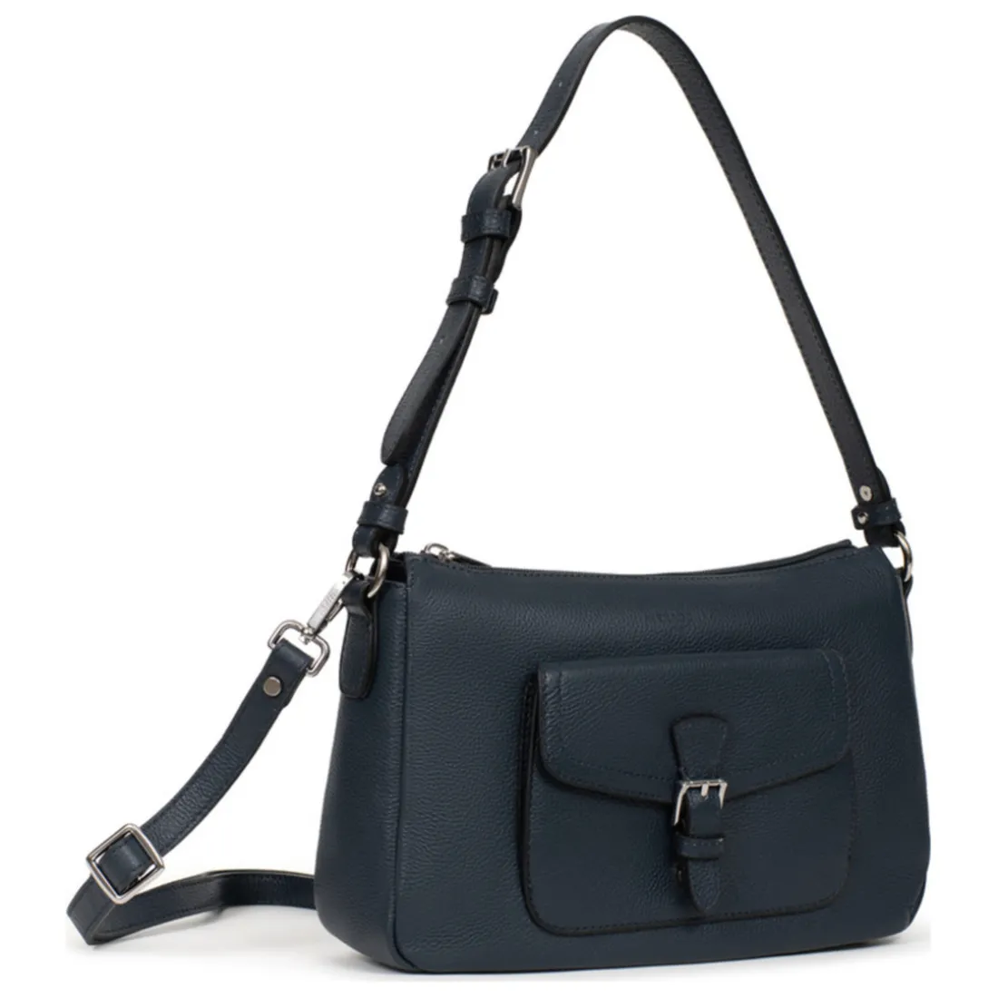 Sac porté épaule 1 anse MIRABELLE Bleu pétrole en cuir Sam