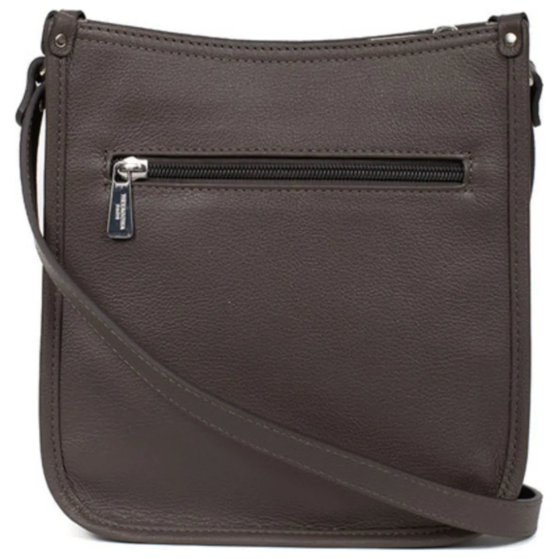 Sac porté travers CONFORT Taupe en cuir Lucie