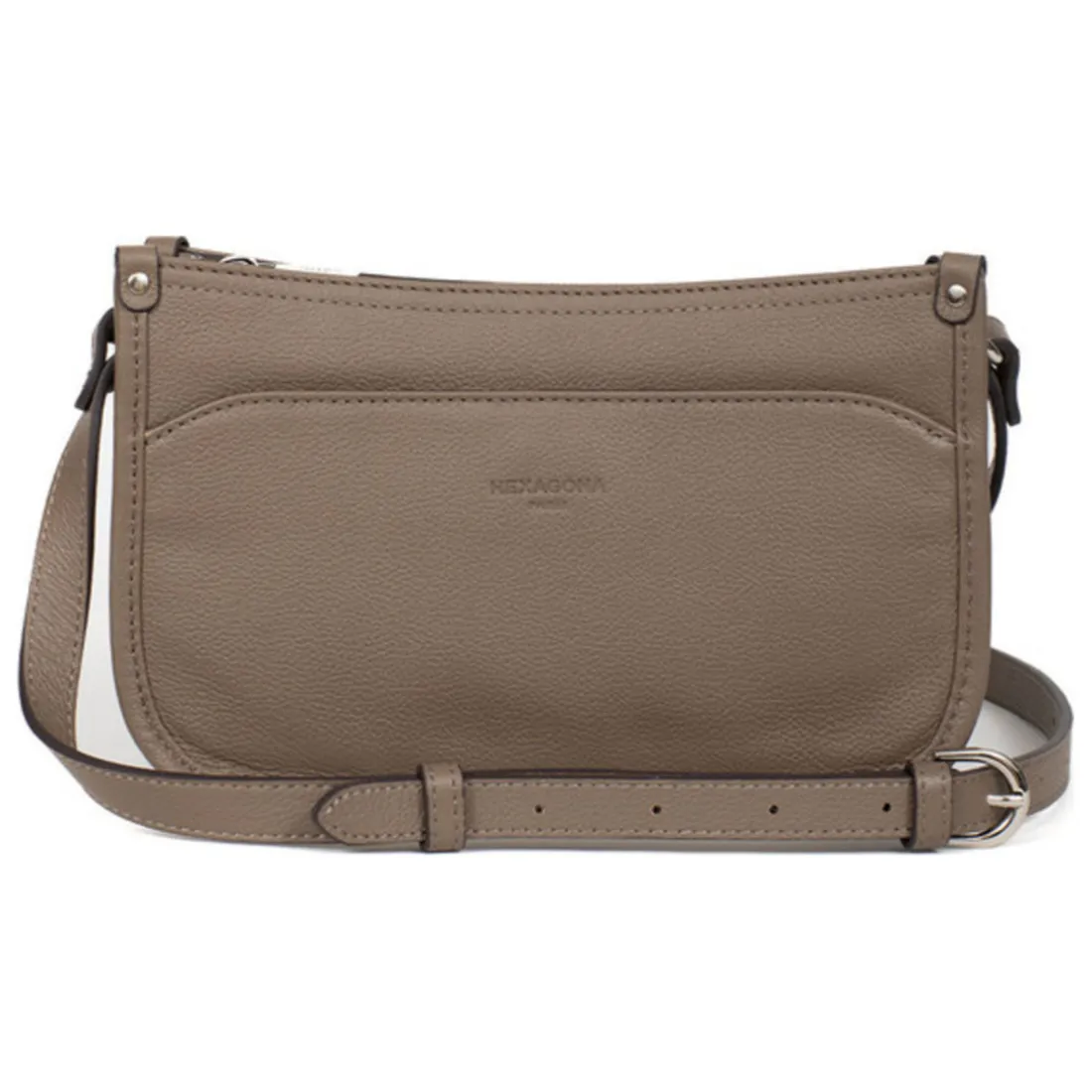 Sac porté travers CONFORT Taupe en cuir Nina