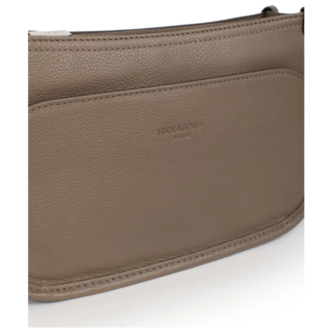 Sac porté travers CONFORT Taupe en cuir Nina