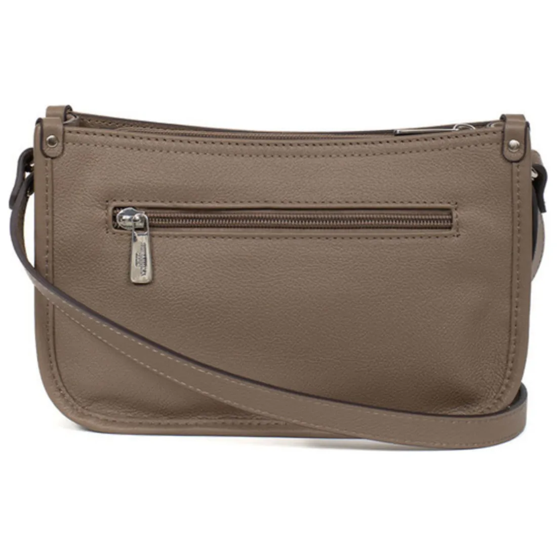 Sac porté travers CONFORT Taupe en cuir Nina