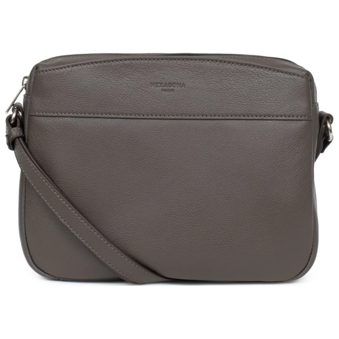 Sac porté travers Cuir CONFORT Taupe Faye