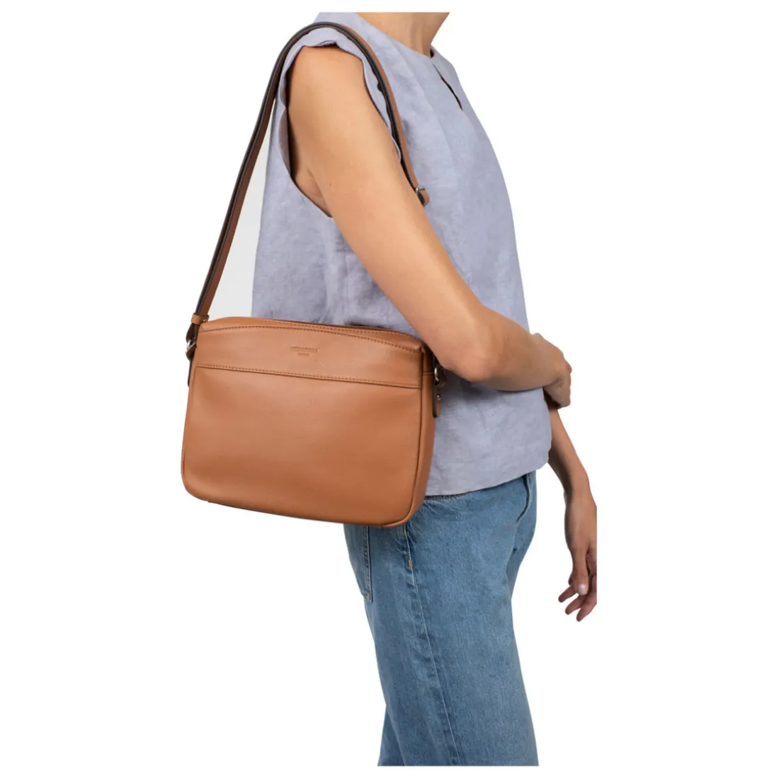 Sac porté travers Cuir CONFORT Taupe Faye