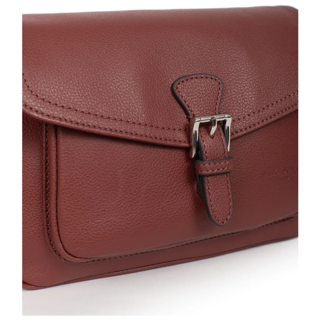Sac porté travers MIRABELLE Bordeaux en cuir Fleur