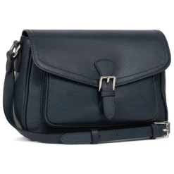 Sac porté travers MIRABELLE Bleu pétrole en cuir Tia