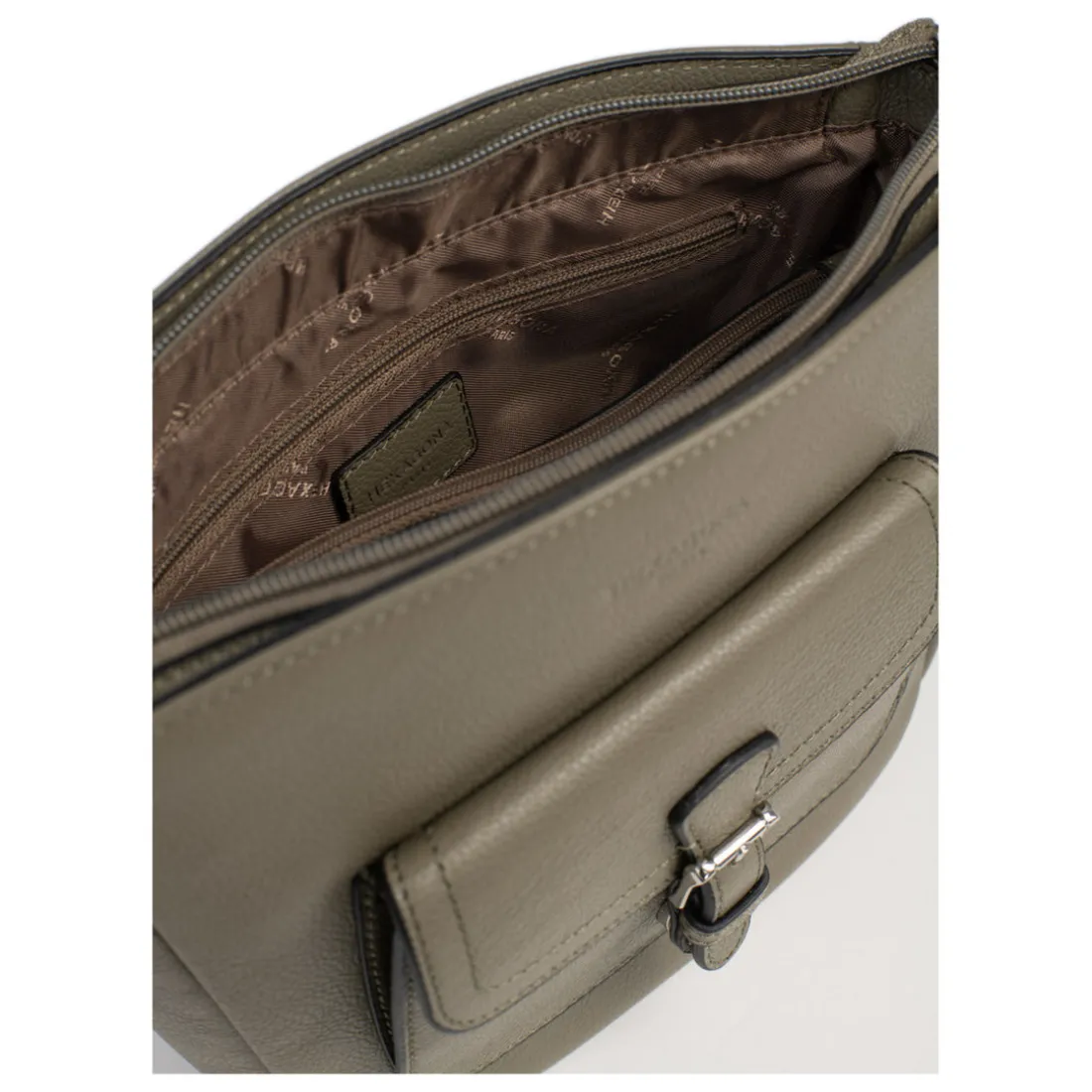 Sac porté travers MIRABELLE Olive en cuir Pia