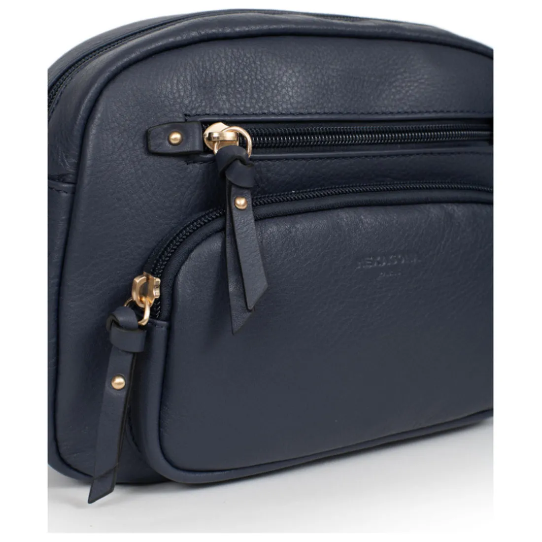 Sac porté travers TAIMA Bleu nuit en cuir Fleur