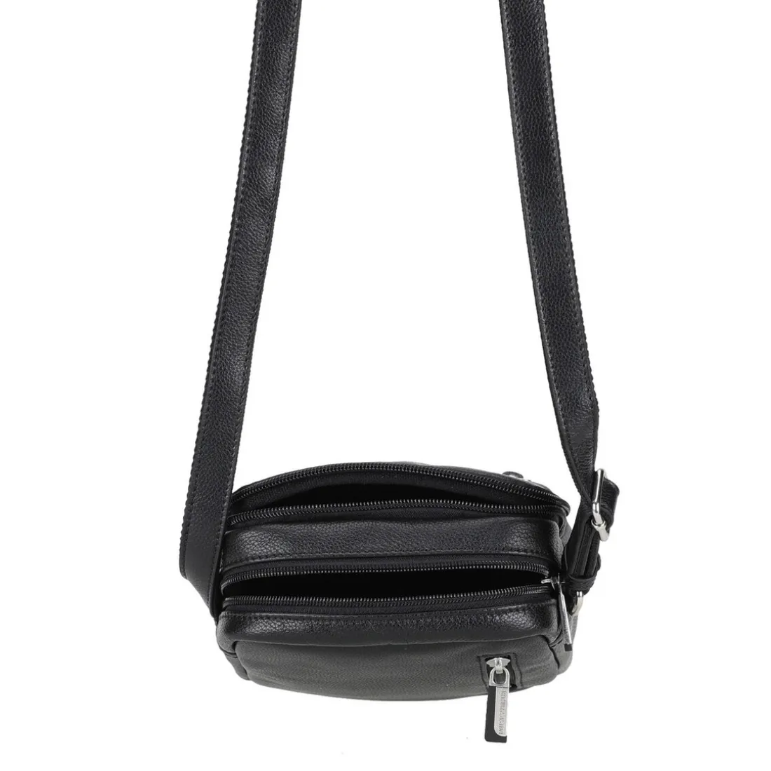 Sac porte travers en cuir noir