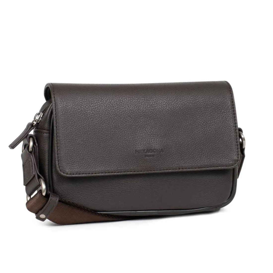 Sac reporter Cuir CONFORT Marron foncé Joy