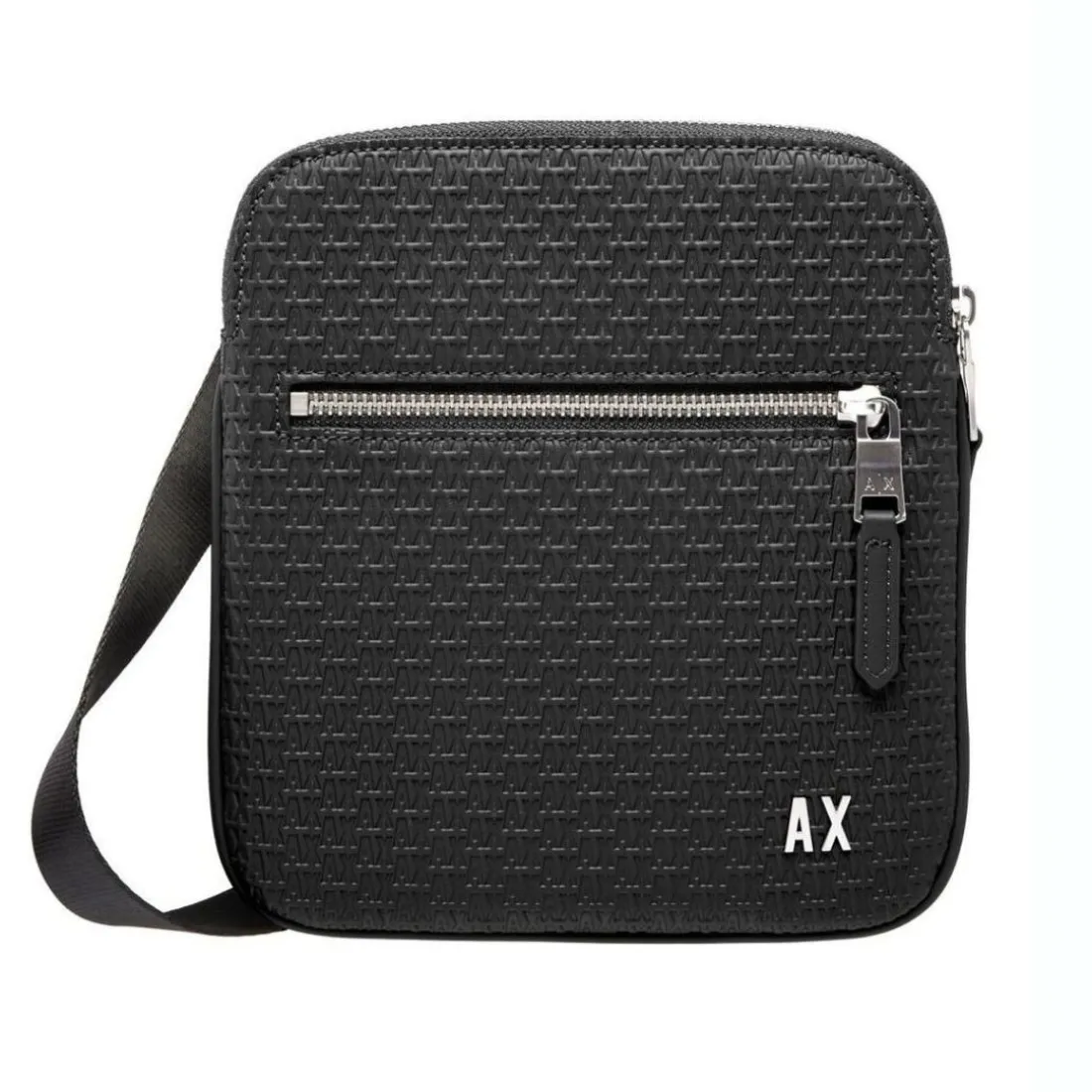 Sacoche messenger logo en métal homme noir