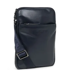 Sacoche zippée S Capital bleu foncé en cuir