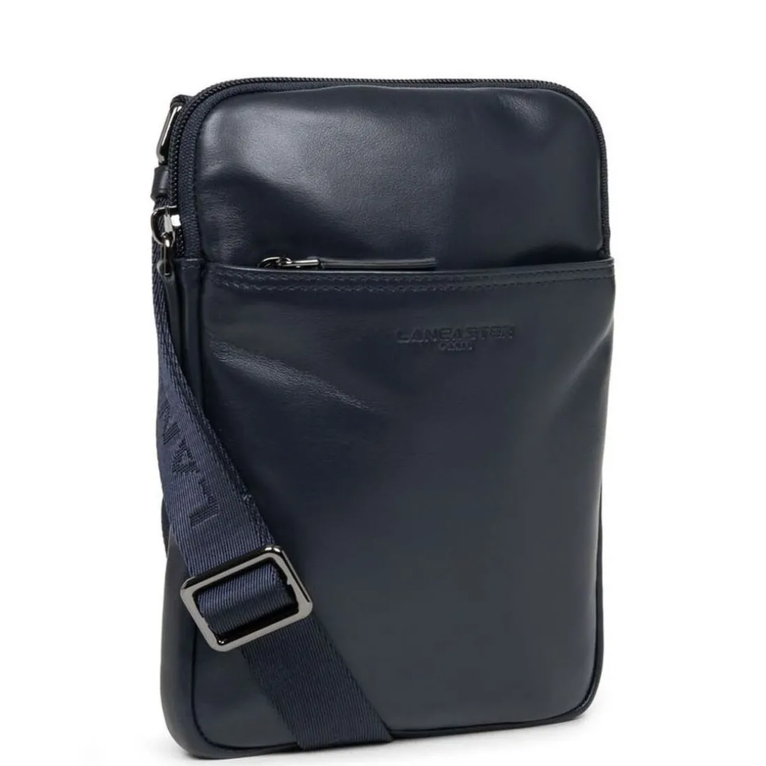 Sacoche zippée S Capital bleu foncé en cuir