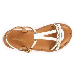 Sandale Enfant Badou Blanc/Or - Les Tropéziennes en cuir