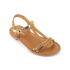 Sandale Enfant Badou Camel/Or - Les Tropéziennes en cuir