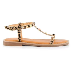 Sandale Enfant Clelia Leopard - Les Tropéziennes marron en cuir