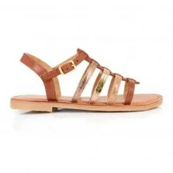 :Sandale Enfant Mongue Tan/Or - Les Tropéziennes en cuir